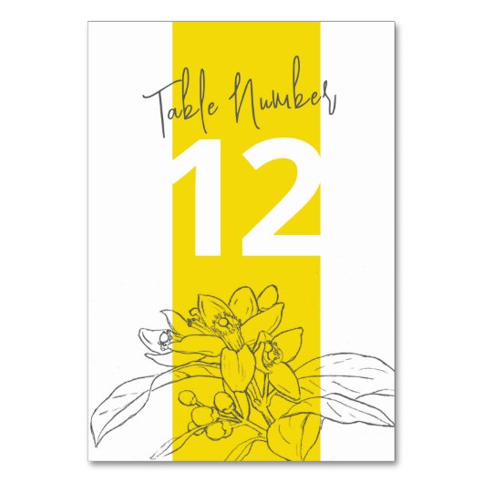 レモン黄色の柑橘類の花の灰色の白結婚色 テーブルナンバー (裏面)