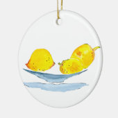 レモン黄色の水彩画 セラミックオーナメント (左)