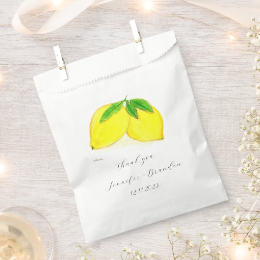 レモン黄色フルーツシトラスウォーター結婚の色 フェイバーバッグ (クリップ留めされた状態)