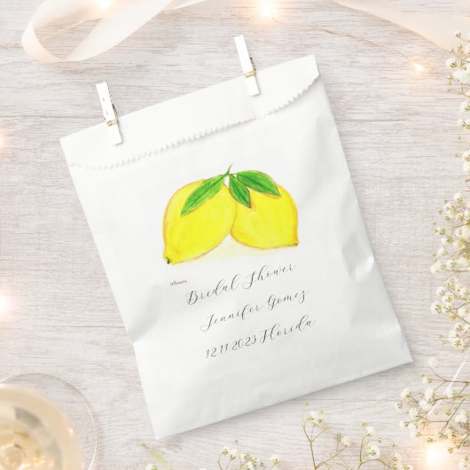 レモン黄色フルーツシトラスウォーター結婚の色 フェイバーバッグ (クリップ留めされた状態)
