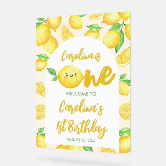 レモン1st誕生日パーティーへようこそ アクリルサイン (傾斜)