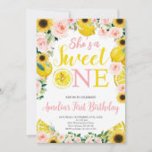 レモン1st誕生日、柑橘類パーティーガール1st誕生日 招待状 (正面)