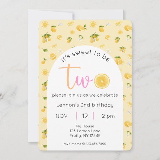 レモン2歳の誕生日写真 招待状 (正面)