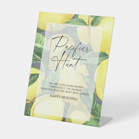 レモン – おしゃぶり狩り赤ちゃんシャワーゲーム 台座サイン (正面)