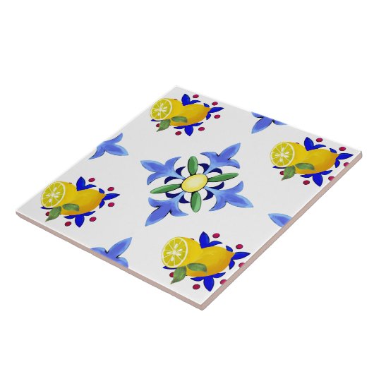 レモン，かんきつ，マジョリカ  タイル (側面)