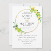 レモン アズール サマー グリーン ゴールドフレーム ウェディング 招待状 (正面)