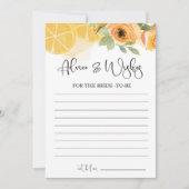 レモン アドバイスとウィッシュ ブライダルシャワー ゲーム カード (正面)