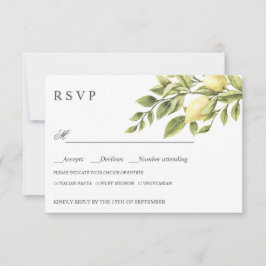 レモン |イエローウェディングRSVPの食事の選択 出欠カード