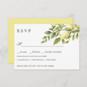 レモン |イエローウェディングRSVPの食事の選択 出欠カード (正面/裏面)