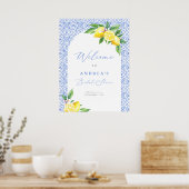 レモン イタリアン ブルー タイル ポジターノ ブライダル シャワー ポスター (キッチン)