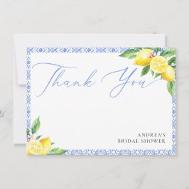 レモン イタリアン ポジターノ ブルー ブライダル シャワー サンキューカード