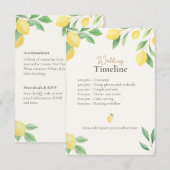レモン ウェディング タイムライン & 詳細カード QRコード付き エンクロージャーカード (正面/裏面)