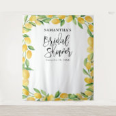 レモン ウォーターカラー シトラス フルーツ ブライダル シャワー タペストリー (正面)