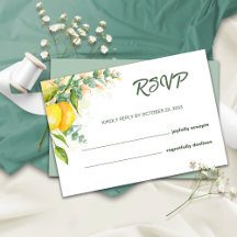 レモン ウォーターカラー RSVP ウェディングカード