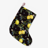 レモン、オリーブの枝:水彩パターン。 スモールクリスマスストッキング (正面 (吊り時))