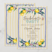 レモン オリーブ ガラス 黄色のストライプ 卒花 招待状 (正面/裏面)
