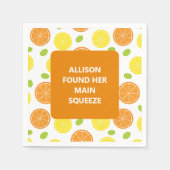 レモン&オレンジフルーツパーソナライズされたブライダルシャワー スタンダードカクテルナプキン (正面)