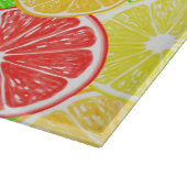 レモン、オレンジ、グレープフルーツ、ライムの薄切りパターン カッティングボード (角)