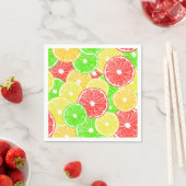 レモン、オレンジ、グレープフルーツ、ライムの薄切りパターン スタンダードカクテルナプキン (インサイチュ)