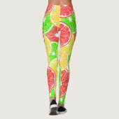 レモン、オレンジ、グレープフルーツ、ライムの薄切りパターン レギンス (裏面)