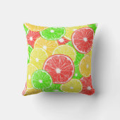 レモン、オレンジ、グレープフルーツ、ライムの薄切り模様 クッション (裏面)