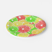 レモン、オレンジ、グレープフルーツ、ライムの薄切り模様 ペーパープレート (アングル)