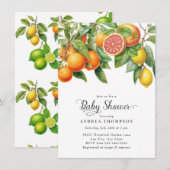 レモン オレンジ | 柑橘類 | ベビーシャワー 招待状 (正面/裏面)