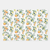レモン オレンジ 梨の包装紙 - 3枚セット ラッピングペーパーシート (正面2)