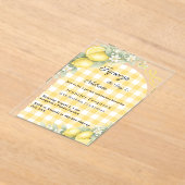 レモン ギンガム柄 夏の庭 豪華な誕生日 アクリル招待状 (レイダウン)