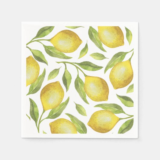 レモン&グリーナリーパーティー紙ナプキンス スタンダードカクテルナプキン (正面)