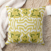 レモン グリーンとホワイトのパターン クッション (ブランケット)