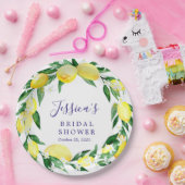 レモン グリーンの花 水彩 結婚前お茶会 ペーパープレート (パーティー)