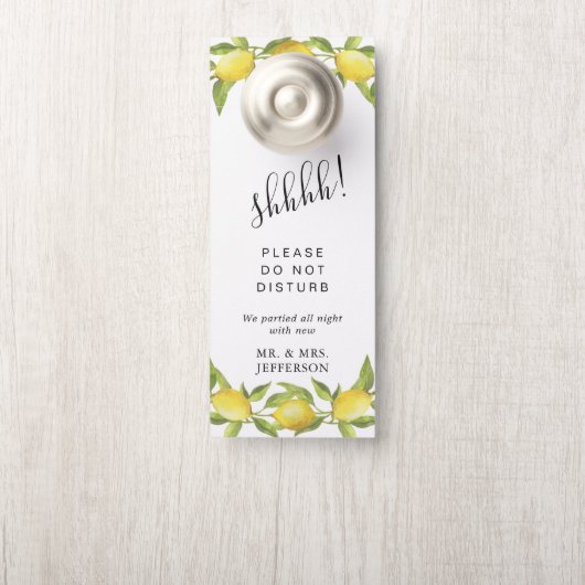 レモン&グリーンウェディング ウェルカム 触れないでください ドアノブサイン (ノブ)