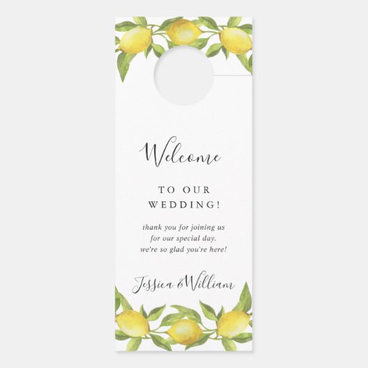 レモン&グリーンウェディング ウェルカム 触れないでください ドアノブサイン (裏面)