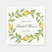 レモン&グリーンリーウォーターカラーブライダルシャワー紙 スタンダードカクテルナプキン (正面)