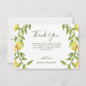 レモン&グリーン ウォーターカラー サンクス カード (裏面)