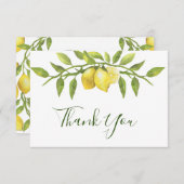 レモン&グリーン ウォーターカラー サンクス カード (正面/裏面)