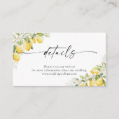 レモン グリーン シトラス ウェディング 詳細カード エンクロージャーカード (正面)