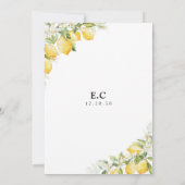 レモン グリーン シトラス ブライダル シャワー 招待状 (裏面)