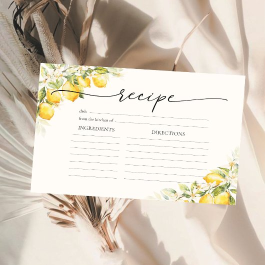 レモン グリーン シトラス 大きなレシピ カード