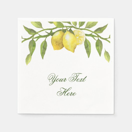 レモン&グリーン パーティー ペーパー スタンダードカクテルナプキン (正面)