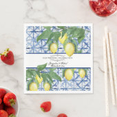 レモン グリーン フローラル ブルー ホワイト エレガント ウェディング スタンダードランチョンナプキン (インサイチュ)