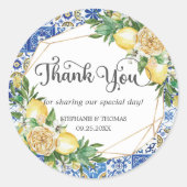 レモン グリーン 地中海 モザイク タイル ウェディング ラウンドシール (正面)