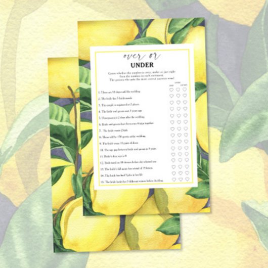 レモン – ゲームの上または下ブライダルシャワー