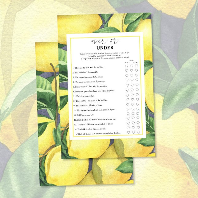 レモン – ゲームの上または下ブライダルシャワー (クリエイターアップロード済み)