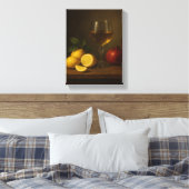 レモン、ザクロ、ワイングラスを添えた静かな生活 キャンバスプリント (インサイチュ (寝室))