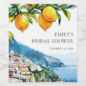 レモン シトラス アマルフィ コースト ブライダル シャワー ワインラベル (シングルラベル)