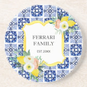 レモン シトラス イタリアン メディテレーニアンタイルパターン コースター (正面)