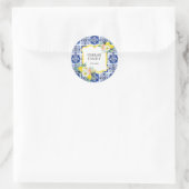 レモン シトラス イタリアン メディテレーニア タイル パターン ラウンドシール (バッグ)