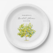 レモン シトラス ウォーターカラー ブライダル シャワー ペーパープレート (正面)